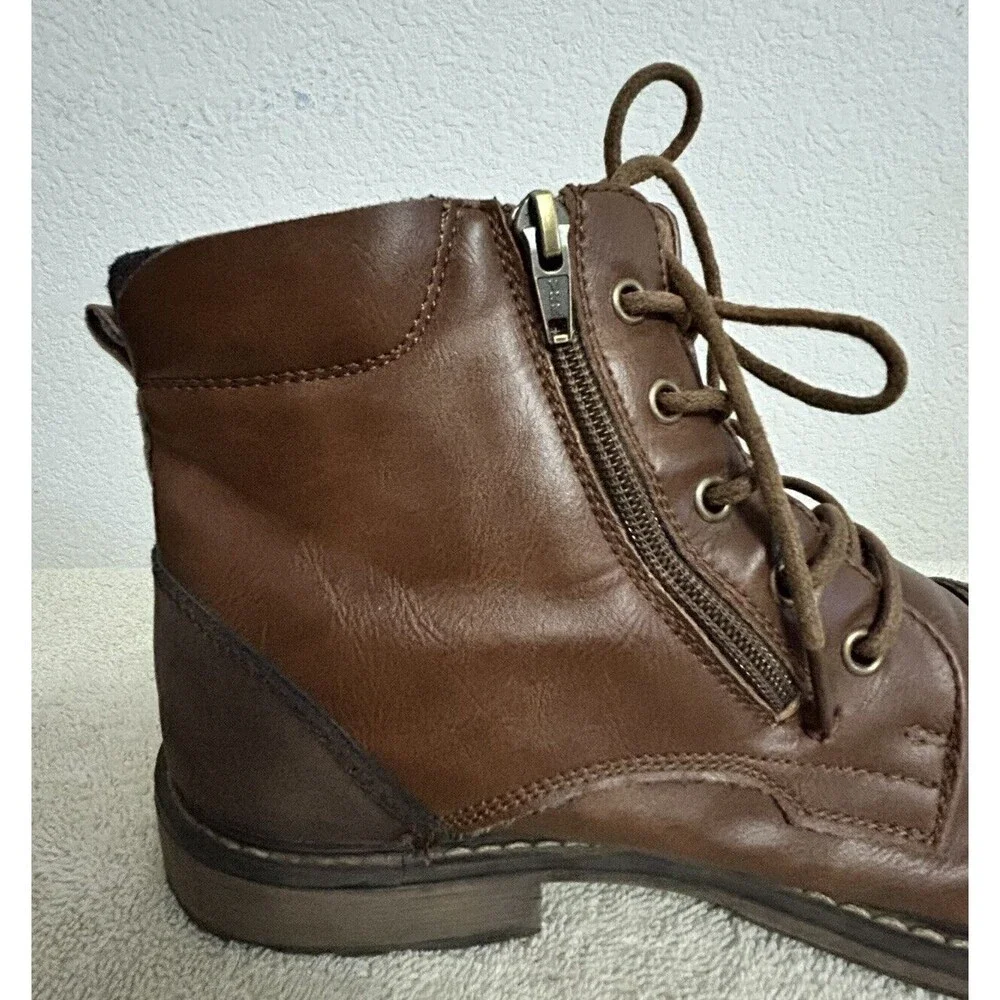 Steve Madden Men's Size 10 M-trader Cognac Lace-up and Side Zipper Combat Boots